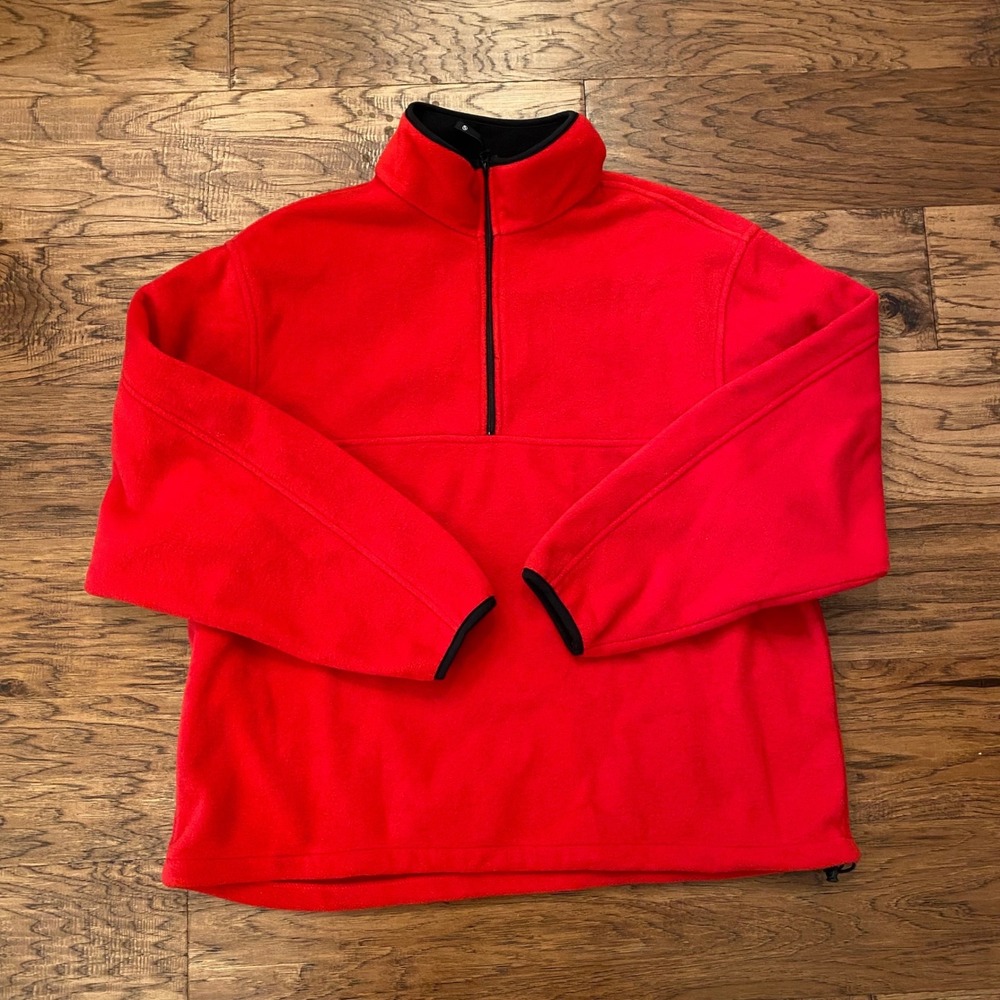 Vertical Fleece Pullover Mens XXL Red Quarter Zip Mock Neck Jacket RN 110682